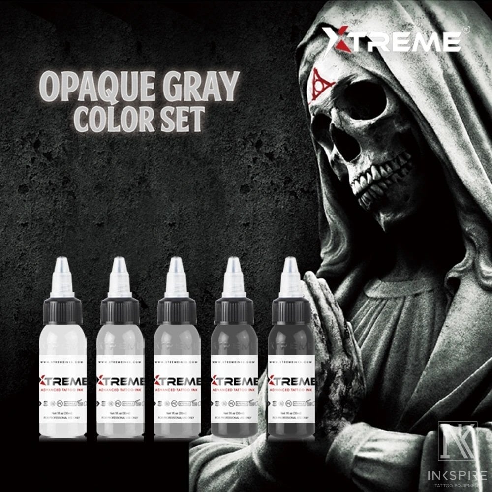 Xtreme Ink Opaque Gray Set 5x1 oz (30 ml) Gri Dövme Boyası Seti
